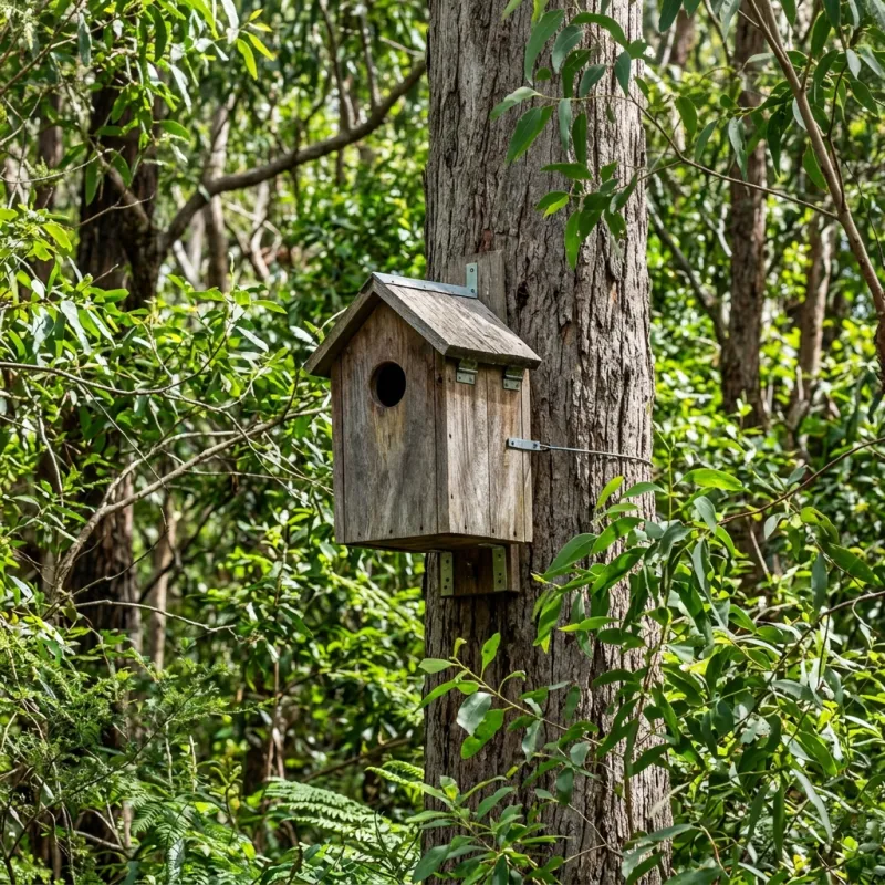 Animal nesting box installed as a humane alternative to a Saint Helena roof cavity